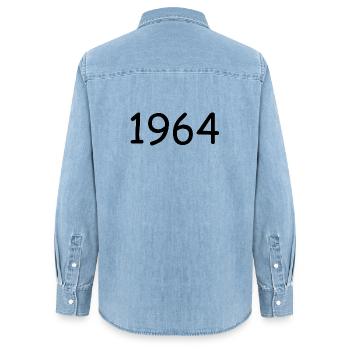 Personnaliser 1964 60e anniversaire modèle - Chemise en denim femme bio Stanley/Stella - bleu clair délavé - Dos - AI Model Female 172 light (172cm)