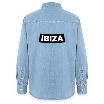 IBIZA Chapter Element (JGA MC-Rocker-Design) - Frauen Jeanshemd Organic von Stanley/Stella - verwaschenes Hellblau - Hinten - AI Model Female 172 light (172cm)