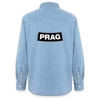 Prag Chapter Element (JGA MC-Rocker-Design) - Frauen Jeanshemd Organic von Stanley/Stella - verwaschenes Hellblau - Hinten - AI Model Female 172 light (172cm)