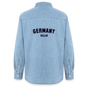 SELLIN Allemagne - Chemise en denim femme bio Stanley/Stella - bleu clair délavé - Dos - AI Model Female 172 light (172cm)