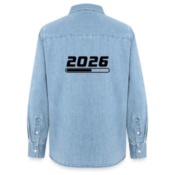 2026 Loading - Women’s Organic Denim Shirt by Stanley/Stella - light wash - Back - AI Model Female 172 light (172cm)