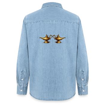 Lampes à huile dorées - Chemise en denim femme bio Stanley/Stella - bleu clair délavé - Dos - AI Model Female 172 light (172cm)