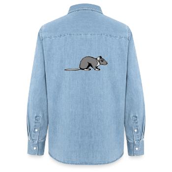 Ratte Seitenprofil Süß Lustig Nagetier Tier Comic - Frauen Jeanshemd Organic von Stanley/Stella - verwaschenes Hellblau - Hinten - AI Model Female 172 light (172cm)