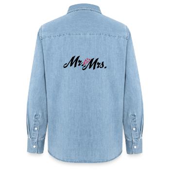 Tolles Design für das Brautpaar, Mr and Mrs - Frauen Jeanshemd Organic von Stanley/Stella - verwaschenes Hellblau - Hinten - AI Model Female 172 light (172cm)