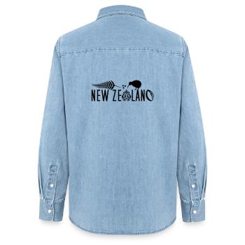 New Zealand Kiwi Sailing Rugby Maori - Women’s Organic Denim Shirt by Stanley/Stella - light wash - Back - AI Model Female 172 light (172cm)