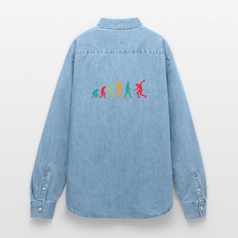 Diskuswerfen Diskuswerfer Evolution Diskus Frauen Jeanshemd Organic von Stanley/Stella