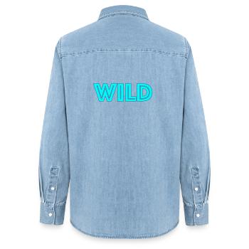 Lettrage néon sauvage - Chemise en denim femme bio Stanley/Stella - bleu clair délavé - Dos - AI Model Female 172 light (172cm)