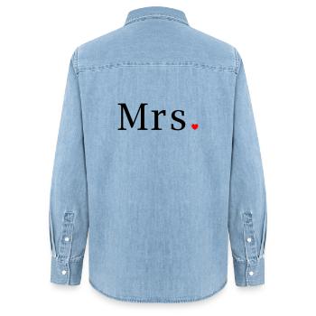 Madame T-shirt Cadeau de mariage Épouse Cœur de mariée - Chemise en denim femme bio Stanley/Stella - bleu clair délavé - Dos - AI Model Female 172 light (172cm)