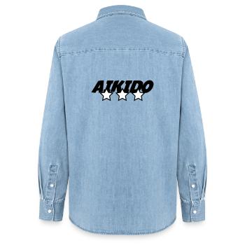 Aikido – Kampfsport – Aikido - Frauen Jeanshemd Organic von Stanley/Stella - verwaschenes Hellblau - Hinten - AI Model Female 172 light (172cm)