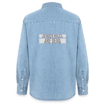 Gender Roles Are Dead Statement Freedom Saying - Women’s Organic Denim Shirt by Stanley/Stella - light wash - Back - AI Model Female 172 light (172cm)