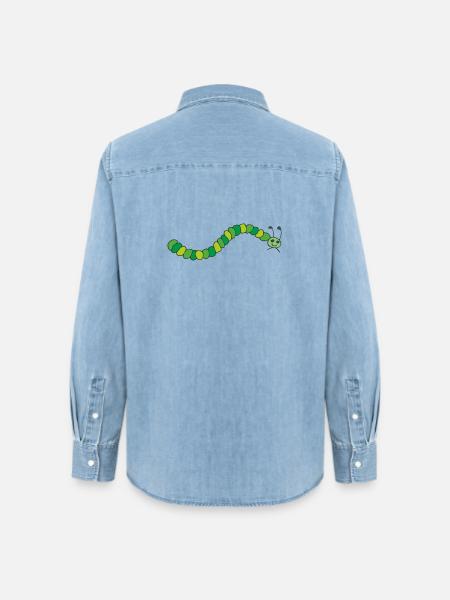 raupe - Frauen Jeanshemd Organic von Stanley/Stella - verwaschenes Hellblau