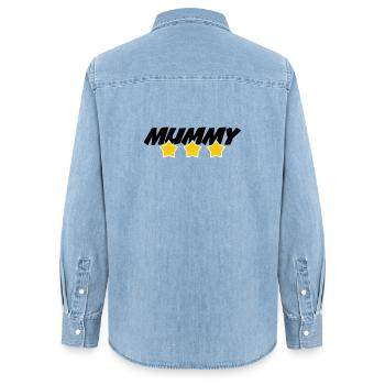 Mama des Jahres - Muttertag - Frauen Jeanshemd Organic von Stanley/Stella - verwaschenes Hellblau - Hinten - AI Model Female 172 light (172cm)