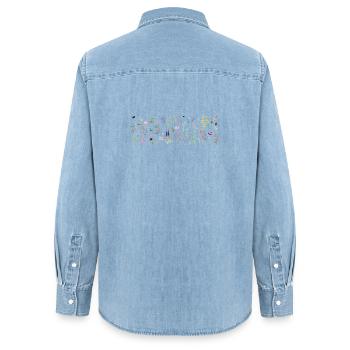 Midnight Bloom Botanischer Druck - Frauen Jeanshemd Organic von Stanley/Stella - verwaschenes Hellblau - Hinten - AI Model Female 172 light (172cm)