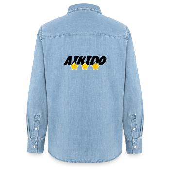 Aikido – Kampfsport – Aikido - Frauen Jeanshemd Organic von Stanley/Stella - verwaschenes Hellblau - Hinten - AI Model Female 172 light (172cm)