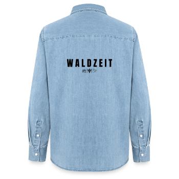 Waldzeit - Frauen Jeanshemd Organic von Stanley/Stella - verwaschenes Hellblau - Hinten - AI Model Female 172 light (172cm)