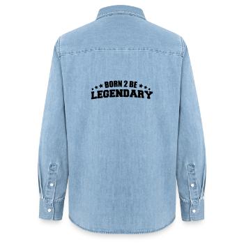 Né pour être légendaire - Chemise en denim femme bio Stanley/Stella - bleu clair délavé - Dos - AI Model Female 172 light (172cm)