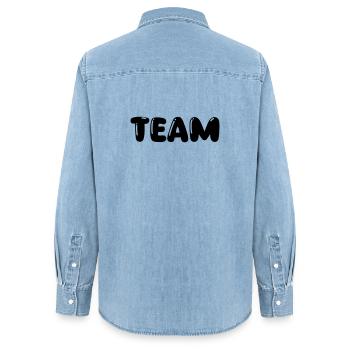 Team - Frauen Jeanshemd Organic von Stanley/Stella - verwaschenes Hellblau - Hinten - AI Model Female 172 light (172cm)