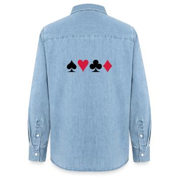 Poker - Jeu de cartes - Chemise en denim femme bio Stanley/Stella - bleu clair délavé - Dos - AI Model Female 172 light (172cm)