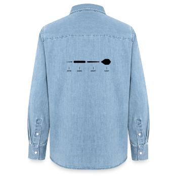 Explication de la fléchette Anatomie Conception de la fléchette - Chemise en denim femme bio Stanley/Stella - bleu clair délavé - Dos - AI Model Female 172 light (172cm)