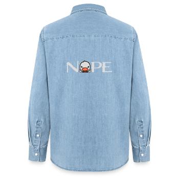 Gans Nope Mittelfinger Böse Beleidigung Ente Frech - Frauen Jeanshemd Organic von Stanley/Stella - verwaschenes Hellblau - Hinten - AI Model Female 172 light (172cm)