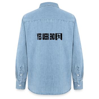 Yes Week End - Emergency - Women’s Organic Denim Shirt by Stanley/Stella - light wash - Back - AI Model Female 172 light (172cm)
