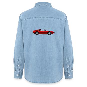 VOITURE DE SPORT ROUGE - Chemise en denim femme bio Stanley/Stella - bleu clair délavé - Dos - AI Model Female 172 light (172cm)