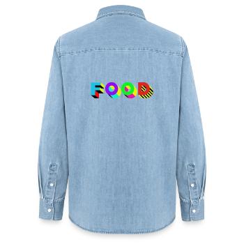 Essen Food lecker - Frauen Jeanshemd Organic von Stanley/Stella - verwaschenes Hellblau - Hinten - AI Model Female 172 light (172cm)