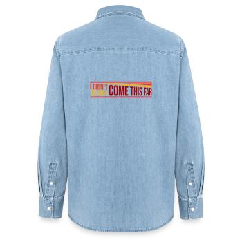 Je ne suis pas venu jusqu’ici pour seulement venir jusqu’ici Devise - Chemise en denim femme bio Stanley/Stella - bleu clair délavé - Dos - AI Model Female 172 light (172cm)