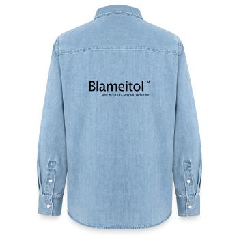 La faute de drogue entre frères et sœurs, pas mon école - Chemise en denim femme bio Stanley/Stella - bleu clair délavé - Dos - AI Model Female 172 light (172cm)