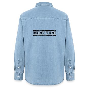 Muay Thai - Women’s Organic Denim Shirt by Stanley/Stella - light wash - Back - AI Model Female 172 light (172cm)