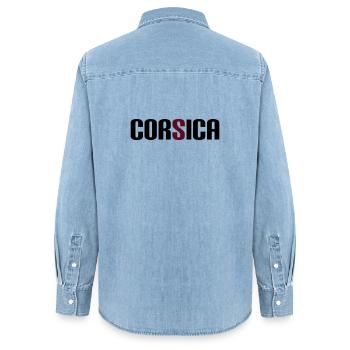 Korsika (V) - Frauen Jeanshemd Organic von Stanley/Stella - verwaschenes Hellblau - Hinten - AI Model Female 172 light (172cm)