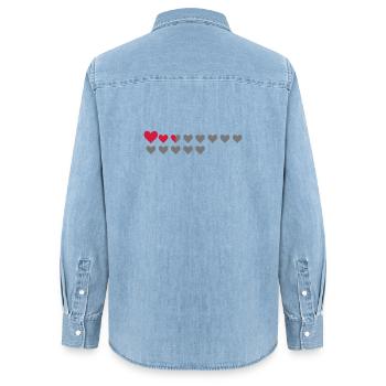 Gaming Life Bar Hearts - Women’s Organic Denim Shirt by Stanley/Stella - light wash - Back - AI Model Female 172 light (172cm)