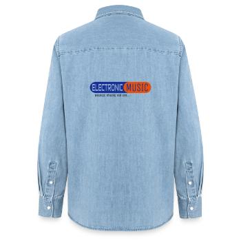 Electronic Music - Women’s Organic Denim Shirt by Stanley/Stella - light wash - Back - AI Model Female 172 light (172cm)