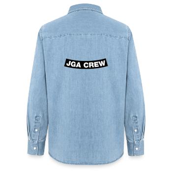 JGA Crew Element Bottom (MC-Rocker-Kutten-Design) - Frauen Jeanshemd Organic von Stanley/Stella - verwaschenes Hellblau - Hinten - AI Model Female 172 light (172cm)