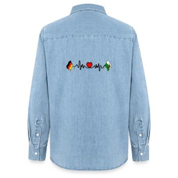 Cardio heart avec drapeau Allemagne et drapeau Saxe - Chemise en denim femme bio Stanley/Stella - bleu clair délavé - Dos - AI Model Female 172 light (172cm)