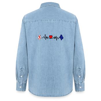 Cardio cardio Drapeau Géorgie drapeau Europe - Chemise en denim femme bio Stanley/Stella - bleu clair délavé - Dos - AI Model Female 172 light (172cm)