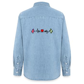 Nottinghamshire & UK Heartbeat - Frauen Jeanshemd Organic von Stanley/Stella - verwaschenes Hellblau - Hinten - AI Model Female 172 light (172cm)
