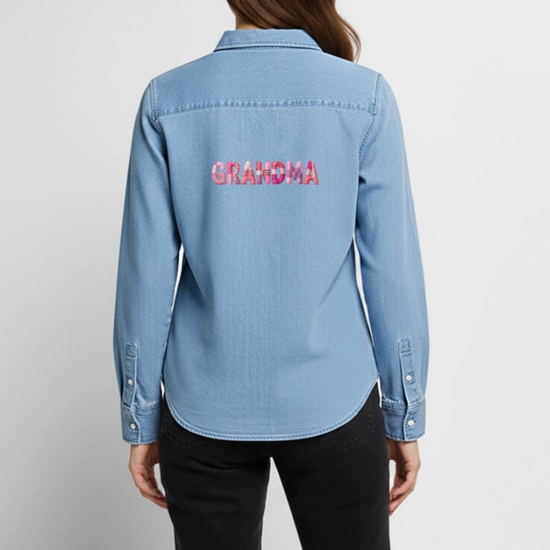 Großmutter Pink Plaid Buchstaben Patchwork Frauen Jeanshemd Organic von Stanley/Stella