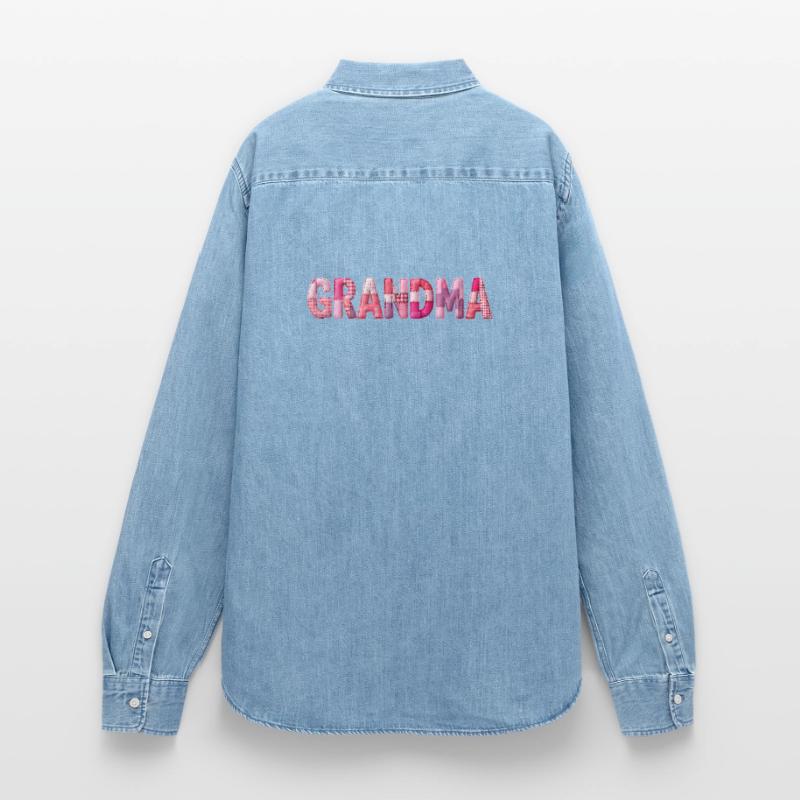 Großmutter Pink Plaid Buchstaben Patchwork Frauen Jeanshemd Organic von Stanley/Stella