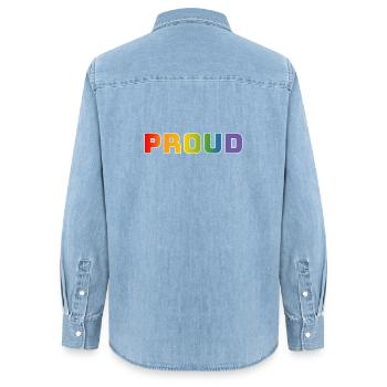 Rainbow proud white - Women’s Organic Denim Shirt by Stanley/Stella - light wash - Back - AI Model Female 172 light (172cm)