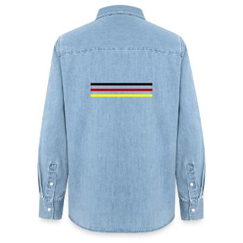 Deutschland Linie Fahne - Frauen Jeanshemd Organic von Stanley/Stella - verwaschenes Hellblau - Hinten - AI Model Female 172 light (172cm)