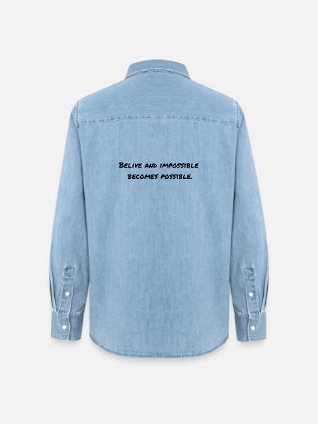 Motivierender Spruch auf Englisch - Frauen Jeanshemd Organic von Stanley/Stella - verwaschenes Hellblau
