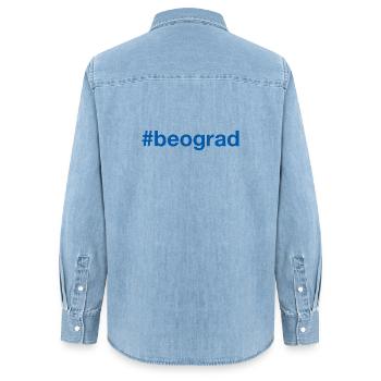 Bégrad Belgrade Serbie Hashtag Serbien - Chemise en denim femme bio Stanley/Stella - bleu clair délavé - Dos - AI Model Female 172 light (172cm)