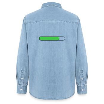 Jauge moyenne Vert (trois quart) - Chemise en denim femme bio Stanley/Stella - bleu clair délavé - Dos - AI Model Female 172 light (172cm)