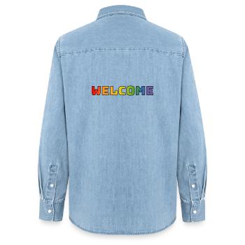 Regenbogen welcome CSD Shirt LGBT lgbtqi queer - Frauen Jeanshemd Organic von Stanley/Stella - verwaschenes Hellblau - Hinten - AI Model Female 172 light (172cm)