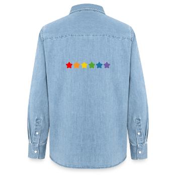 Regenbogen Sternchen LGBT lgbtqi queer - Frauen Jeanshemd Organic von Stanley/Stella - verwaschenes Hellblau - Hinten - AI Model Female 172 light (172cm)