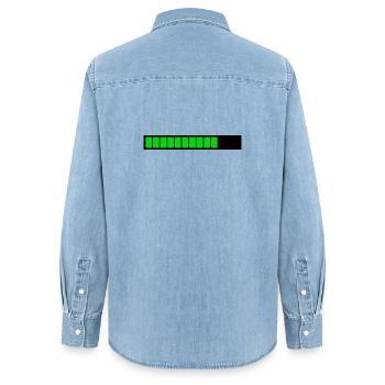 Rechteckige Ladeleiste Schwarzgrün (75%) - Frauen Jeanshemd Organic von Stanley/Stella - verwaschenes Hellblau - Hinten - AI Model Female 172 light (172cm)