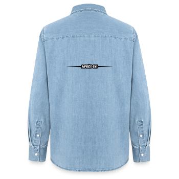 Apres Ski Strich - Frauen Jeanshemd Organic von Stanley/Stella - verwaschenes Hellblau - Hinten - AI Model Female 172 light (172cm)