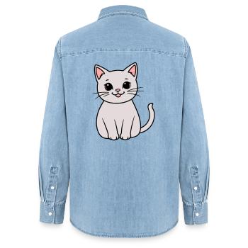chaton gris - Chemise en denim femme bio Stanley/Stella - bleu clair délavé - Dos - AI Model Female 172 light (172cm)