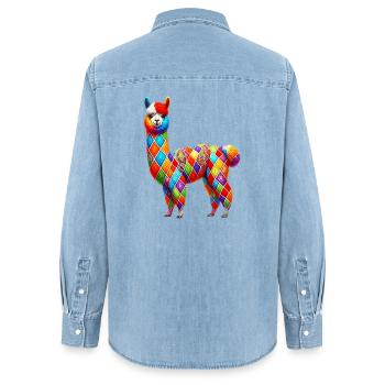 Alpaga - Chemise en denim femme bio Stanley/Stella - bleu clair délavé - Dos - AI Model Female 172 light (172cm)